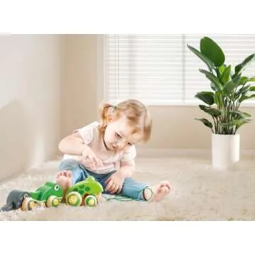 Hape Pull Along Frog Family with Anti-Rollover Wheels, Toddler Push and Pull Toys