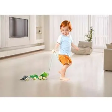 Hape Pull Along Frog Family with Anti-Rollover Wheels, Toddler Push and Pull Toys