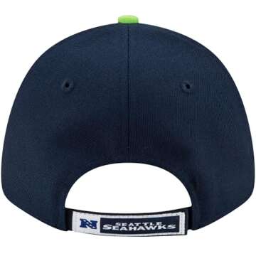 New Era NFL Kids Youth 8-20 The League 9FORTY Adjustable Hat Cap - One Size (US, Alpha, One Size, Seattle Seahawks - Navy Green)