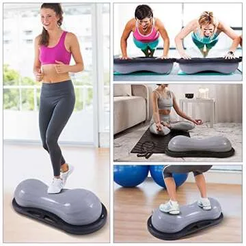 Nice C Balance Ball, Half Ball, Balance Ball, Exercise Workout Trainer, with Resistant Band, Strength Fitness Yoga with Bonus Foot Pump (Grey Peanut)