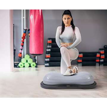 Nice C Balance Ball, Half Ball, Balance Ball, Exercise Workout Trainer, with Resistant Band, Strength Fitness Yoga with Bonus Foot Pump (Grey Peanut)