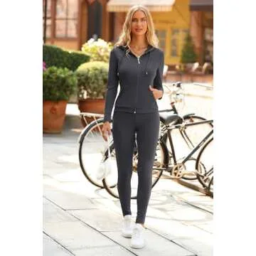 PRETTYGARDEN Women's Two Piece Tracksuit Set Long Sleeve Zipper Hoodie Jacket with Sweatpants Sweatsuit Jogger Workout Set (Grey,X-Large)