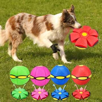 Moiitru Flying Saucer Ball for Dogs Flying Saucer Ball Pet Toy Interactive Flying Saucer Dog Toy Portable, Green 6 Lights