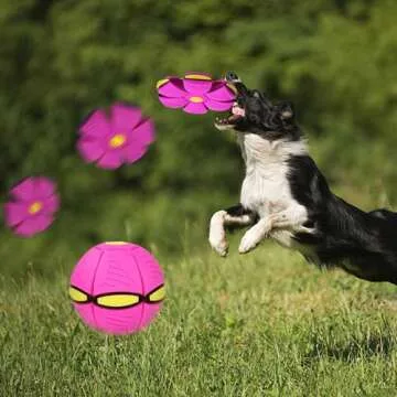 Moiitru Flying Saucer Ball for Dogs Flying Saucer Ball Pet Toy Interactive Flying Saucer Dog Toy Portable, Green 6 Lights