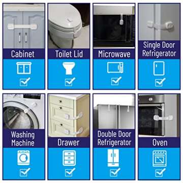 Bates Child Safety Strap Locks - 6 Pack for Home Safety
