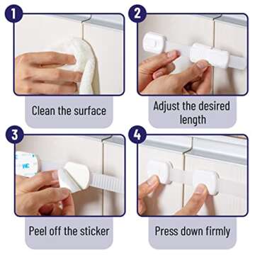 Bates Child Safety Strap Locks - 6 Pack for Home Safety