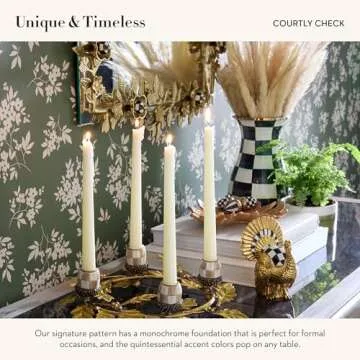 MACKENZIE-CHILDS Courtly Check Mini Gold Turkey Figurine, Resin Fall Home Decor