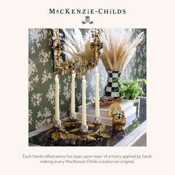 MACKENZIE-CHILDS Courtly Check Mini Gold Turkey Figurine, Resin Fall Home Decor