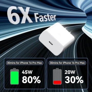 iPhone 16 Pro Max Charger Fast Charging, 45W Super Fast USB C iPhone 16 Charger Block with 10FT Long Charging Cord Cable for iPhone 16 Pro Max/16 Pro/16/16 Plus, 15 Pro Max/15 Pro/15, Android Phone