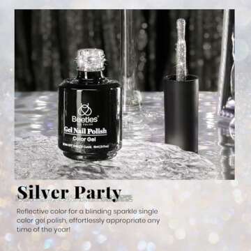 Beetles Reflective Gel Nail Polish 15ml Nail Gel Silver Glitter Nail Polish Soak Off Uv LED Nail Lam...