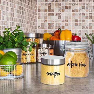 FYY Home Organization Labels,168PCS Food Label Stickers, Preprinted Label Stickers for Kitchen Pantry Storage and Cleaning,Water & Oil Proof Pantry Label Stickers for Jars, Canisters,Boxes,Bins, Black