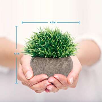 ODOM Small Fake Plants Bathroom Decor, 2 Pcs Mini Artificial Plants in Pots Indoor, Faux Potted Plants Plastic Greenery for Farmhouse Home Shelf Living Room Office Desk Bedroom Table Decorations