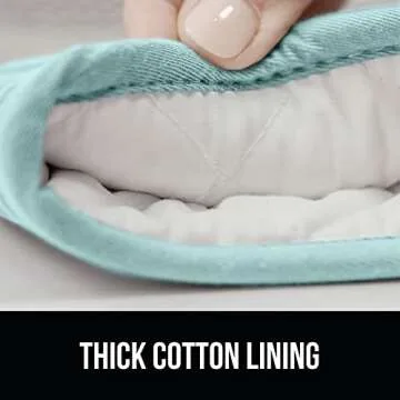 GORILLA GRIP BPA-Free Soft Silicone Oven Mitts, Heat and Slip Resistant Thick Cotton Lined Cooking Mitt Set, Long Flexible Potholders Protect Hands, Kitchen Essential Waterproof Gloves, 12.5" Mint