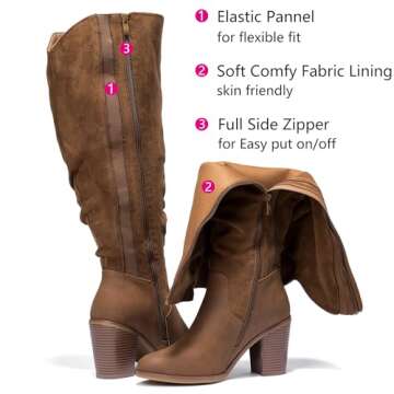 Luoika Women's Extra Wide Calf Knee High Boots Stylish Comfort