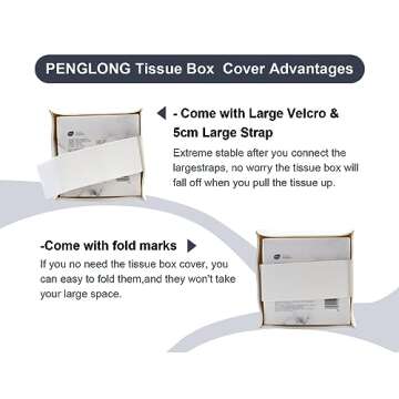 PENGLONG Tissue Box Cover 5X5X5'' PU Leather Tissue Holder Square Tissue Cube Box Organizer for Bathroom Vanity Countertop, Car, Night Stands, Office, Home, Kitchen (1Pack, White)