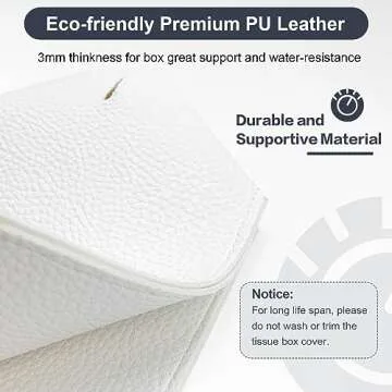 PENGLONG Tissue Box Cover 5X5X5'' PU Leather Tissue Holder Square Tissue Cube Box Organizer for Bathroom Vanity Countertop, Car, Night Stands, Office, Home, Kitchen (1Pack, White)