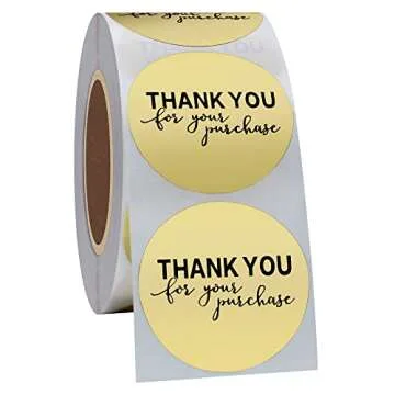 Hybsk Gold Foil Thank You Stickers - 1.5" Round 500 Labels