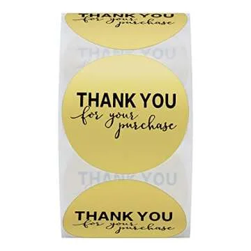 Hybsk Gold Foil Thank You Stickers - 1.5" Round 500 Labels
