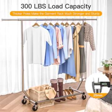 Camabel Clothes Rack Heavy Duty Metal Garment Rack Standing Rolling Clothing Rack for Hanging Clothe...