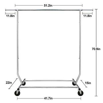 Camabel Clothes Rack Heavy Duty Metal Garment Rack Standing Rolling Clothing Rack for Hanging Clothes with Sturdy Wheels & Shelves Portable Closet Wardrobe Rack Sliver