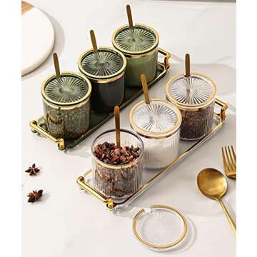 Acrylic Spice Jars Set with Tray and Metal Spoons