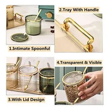 Acrylic Spice Jars Set with Tray and Metal Spoons