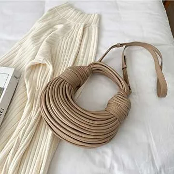 Qiayime Hand-Woven Purse for Stylish Women - Khaki