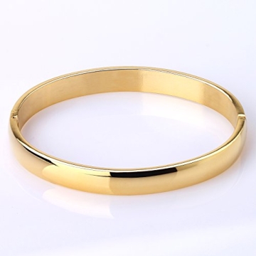 Gold Stainless Steel Oval Bangle | MILAKOO 8MM Bracelet