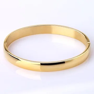 Gold Stainless Steel Oval Bangle | MILAKOO 8MM Bracelet
