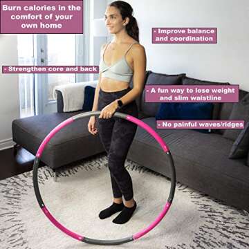 Better Sense Hoola Hoop for Adults - 8 Section Detachable Hoola Hoops, 2lb Weighted Hoola Hoop for Exercise - Portable Smooth & Soft Padding Weighted Hula Hoop