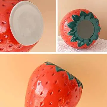 Strawberry Decor Cute Ceramic Decorative Vase for Danish Pastel Room Vintage Home Kitchen Decoration Funky Party Decorations Gifts