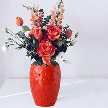 Strawberry Decor Cute Ceramic Decorative Vase for Danish Pastel Room Vintage Home Kitchen Decoration Funky Party Decorations Gifts