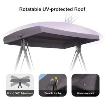 PURPLE LEAF Outdoor Swing with Adjustable Backrest for Patios