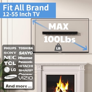 No Stud Drywall TV Mount for Easy Setup, Fits 12-55" TVs