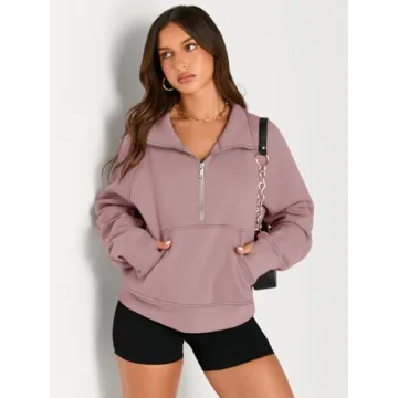 AUTOMET Women's Cropped Pullover Sweatshirt for Cozy Style