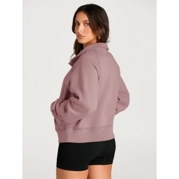AUTOMET Women's Cropped Pullover Sweatshirt for Cozy Style