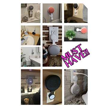 AMORTEK Outlet Wall Mount Holder for Google Home Nest Mini (1st & 2nd Generation), A Space-Saving Accessories for Google Home Mini Voice Assistant (White)