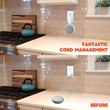 AMORTEK Outlet Wall Mount Holder for Google Home Nest Mini (1st & 2nd Generation), A Space-Saving Accessories for Google Home Mini Voice Assistant (White)