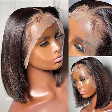 TopSilky Bob Wig Human Hair 13x4 Bob Lace Front Wigs Human Hair Pre Plucked With Baby Hair 180% Density Short Human Hair Wigs Straight Bob Frontal Wigs Human Hair (12inch)