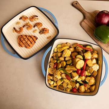 Bruntmor 2-in-1 Cast Iron Dutch Oven, Nonstick Cookware