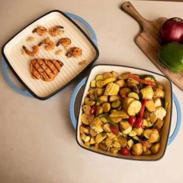 Bruntmor 2-in-1 Cast Iron Dutch Oven, Nonstick Cookware