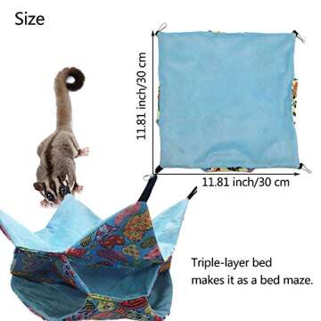 Oncpcare Small Pet Cage Hammock, Sugar Glider Triple Bed Hammock Rat Bed Guinea Pig Cage Accessories...