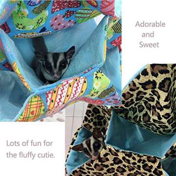 Oncpcare Small Pet Cage Hammock, Sugar Glider Triple Bed Hammock Rat Bed Guinea Pig Cage Accessories Bedding Cozy Ferret Tunnel Cave Small Animals Bed for Chinchilla Parrot Hamster