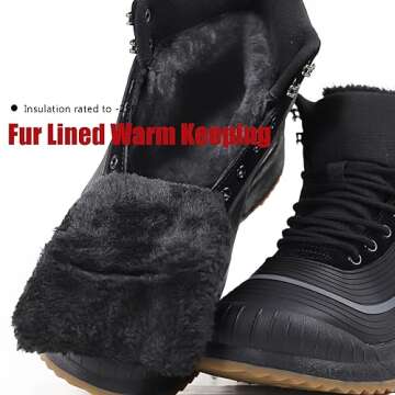 ulogu Snow Boots men Waterproof Insulated Black Duck Boots Fur Lined Warm Ankle Booties Lightweight Comfortable Winter Walking Shoes Zapatos Botas Invierno Para hombres