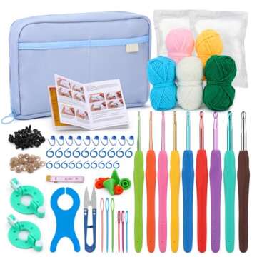 Pnytty 128pcs Crochet Kit for Beginners Adlut Include Crochet Yarn, Ergonomic Crochet Hooks, Premium...
