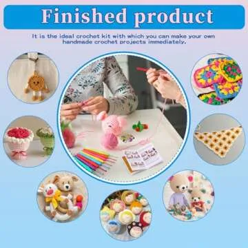 Pnytty 128pcs Crochet Kit for Beginners Adlut Include Crochet Yarn, Ergonomic Crochet Hooks, Premium Polyester Fiber Fill, Pom Pom Maker, Plastic Eyes and Noses Crochet Supplies for Travel Craft DIY