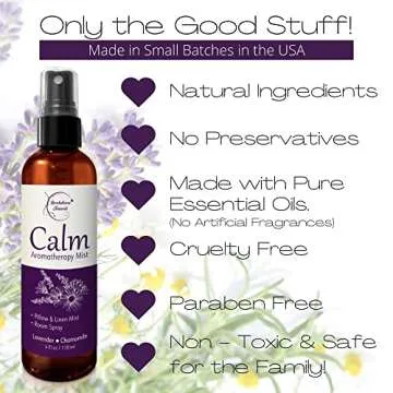 Calm Aromatherapy Mist with Lavender & Chamomile Essential Oil. Natural Sleep & Pillow Spray, Room & Linen Mist. Lavender Spray Air Freshener for Relaxation & Sleep - Brookethorne Naturals