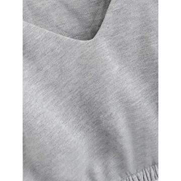Verdusa Women's V Neck Pullover Long Sleeve Crop Top Sweatshirt Grey XL