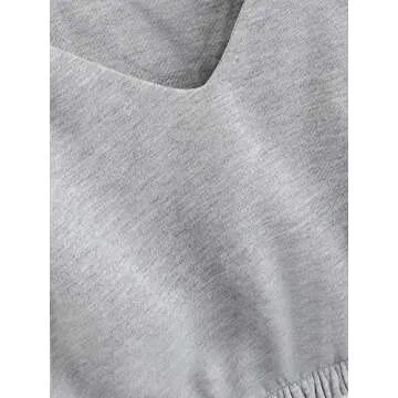 Verdusa Women's V Neck Pullover Long Sleeve Crop Top Sweatshirt Grey XL