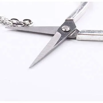 BIHRTC Stainless Steel Sharp Tip Sewing Snips Thread Cutter Safety Scissors with Sheath Chain for Embroidery, Sewing, Craft, Art Work & Everyday Use (Silver-1)